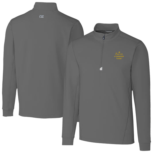 Men's Cutter & Buck Gray Notre Dame Fighting Irish Play Like A Champion Today Traverse Stretch Quarter-Zip Pullover Top