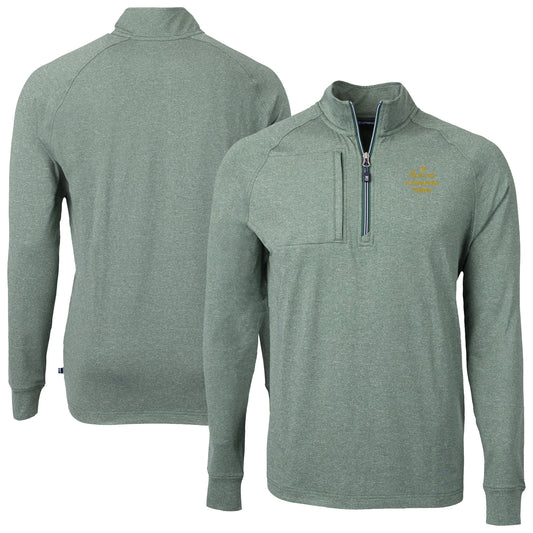 Men's Cutter & Buck Heather Green Notre Dame Fighting Irish Play Like A Champion Today Adapt Eco Knit Heather Quarter-Zip Sweatshirt