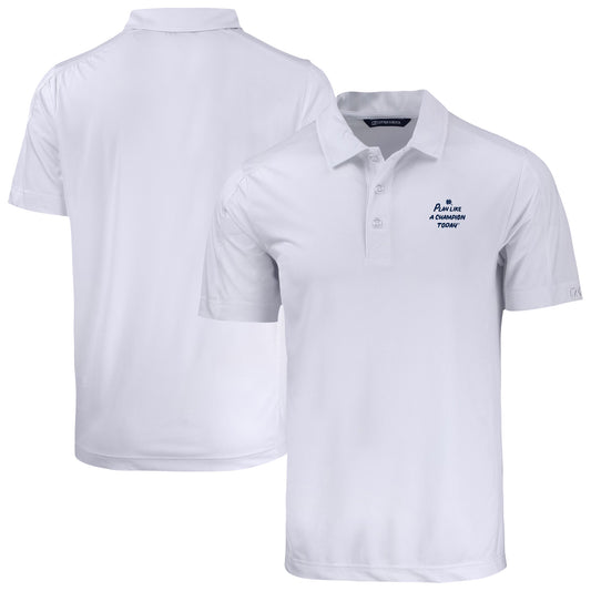 Men's Cutter & Buck White Notre Dame Fighting Irish  Play Like A Champion Today Prospect Eco Textured Stretch Recycled DryTec Polo