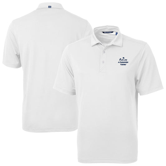 Men's Cutter & Buck White Notre Dame Fighting Irish  Play Like A Champion Today Virtue Eco Pique Recycled DryTec Polo