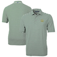 Men's Cutter & Buck Green Notre Dame Fighting Irish  Play Like A Champion Today Virtue Eco Pique Stripe Recycled DryTec Polo