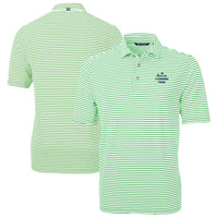 Men's Cutter & Buck Green Notre Dame Fighting Irish  Play Like A Champion Today Virtue Eco Pique Stripe Recycled DryTec Polo