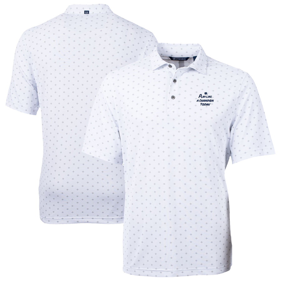Men's Cutter & Buck White Notre Dame Fighting Irish  Play Like A Champion Today Virtue Eco Pique Tile Print Recycled DryTec Polo
