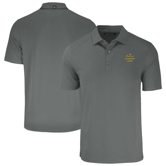 Men's Cutter & Buck Gray Notre Dame Fighting Irish  Play Like A Champion Today Forge Eco Stretch Recycled Polo