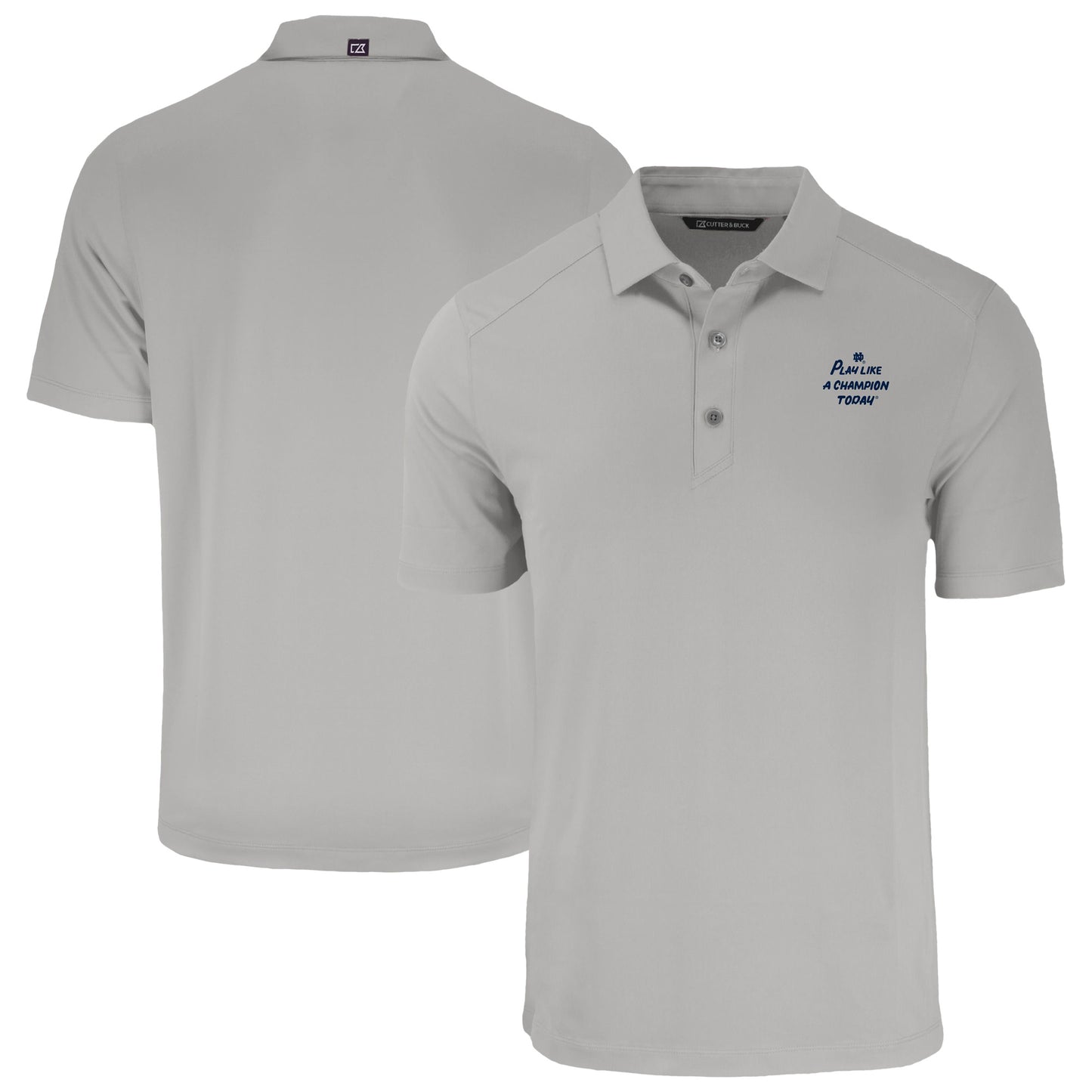 Men's Cutter & Buck Gray Notre Dame Fighting Irish  Play Like A Champion Today Forge Eco Stretch Recycled Polo