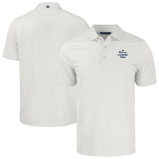 Men's Cutter & Buck White Notre Dame Fighting Irish  Play Like A Champion Today Pike Eco Symmetry Print Stretch Recycled Polo