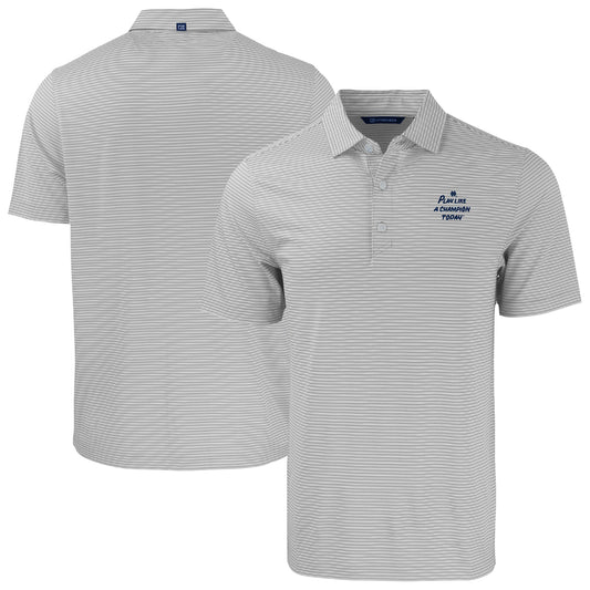 Men's Cutter & Buck Gray Notre Dame Fighting Irish  Play Like A Champion Today Forge Eco Double Stripe Stretch Recycled Polo