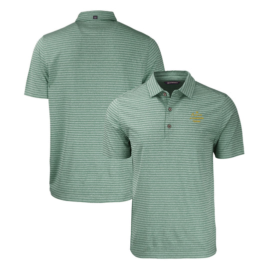 Men's Cutter & Buck Heather Green Notre Dame Fighting Irish  Play Like A Champion Today Forge Eco Heather Stripe Stretch Recycled Polo