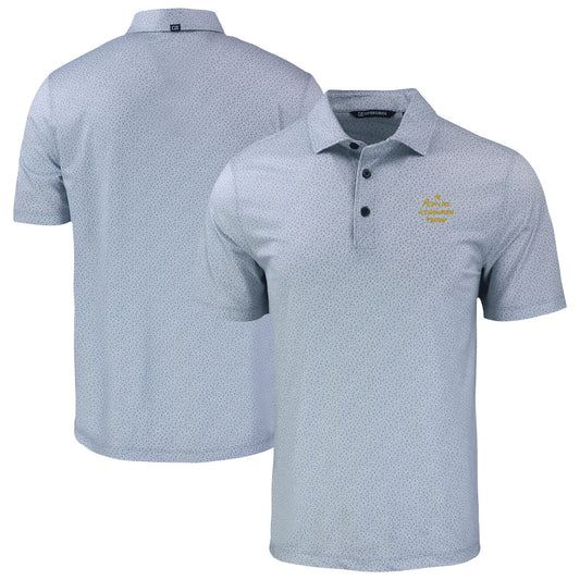 Men's Cutter & Buck Gray Notre Dame Fighting Irish  Play Like A Champion Today Pike Eco Pebble Print Stretch Recycled Polo