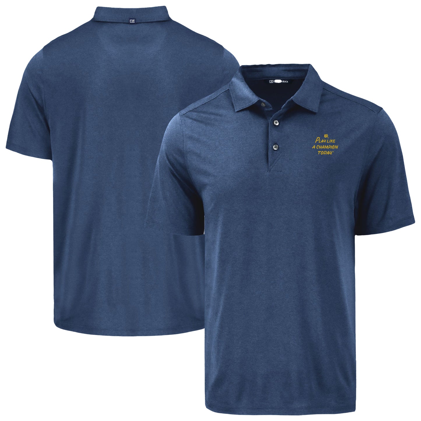 Men's Cutter & Buck Navy Notre Dame Fighting Irish  Play Like A Champion Today Coastline Epic Comfort Eco Recycled Polo