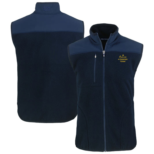 Men's Cutter & Buck Navy/Blue Notre Dame Fighting Irish Play Like A Champion Today Cascade Eco Sherpa Fleece Full-Zip Vest