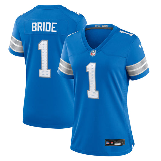 Women's Nike Number 1 Bride Blue Detroit Lions Game Jersey