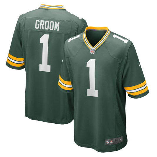 Men's Nike Number 1 Groom Green Green Bay Packers Game Jersey