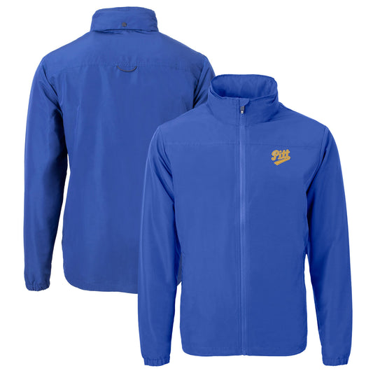 Men's Cutter & Buck  Royal Pitt Panthers  Charter Eco Recycled Full-Zip Jacket