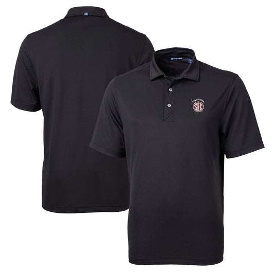 Men's Cutter & Buck Black Oklahoma Sooners SEC Virtue Eco Pique Recycled Polo