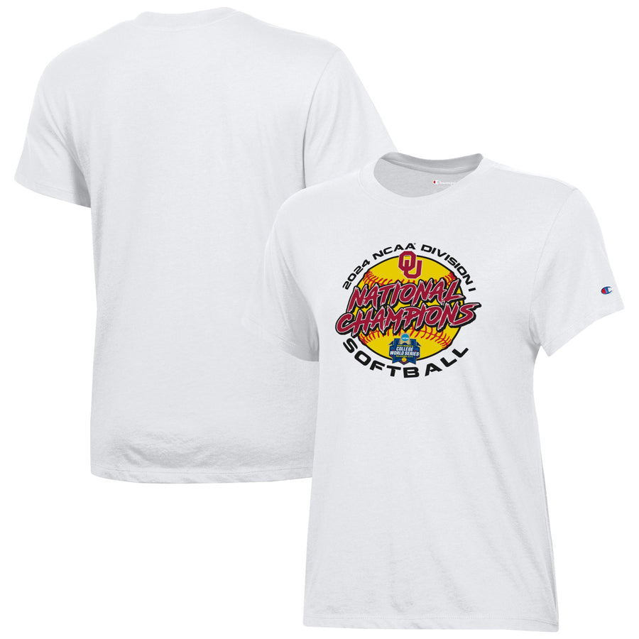 Women's Champion  White Oklahoma Sooners 2024 NCAA Softball Women's College World Series Champions Locker Room T-Shirt