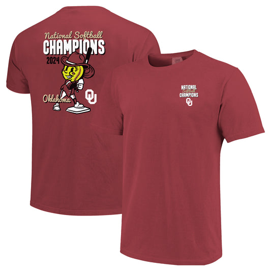 Unisex Crimson Oklahoma Sooners 2024 NCAA Softball Women’s College World Series Champions Swing Comfort Colors T-Shirt