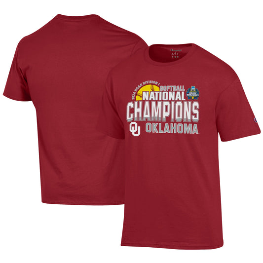 Unisex Champion Crimson Oklahoma Sooners 2024 NCAA Softball Women’s College World Series Champions T-Shirt