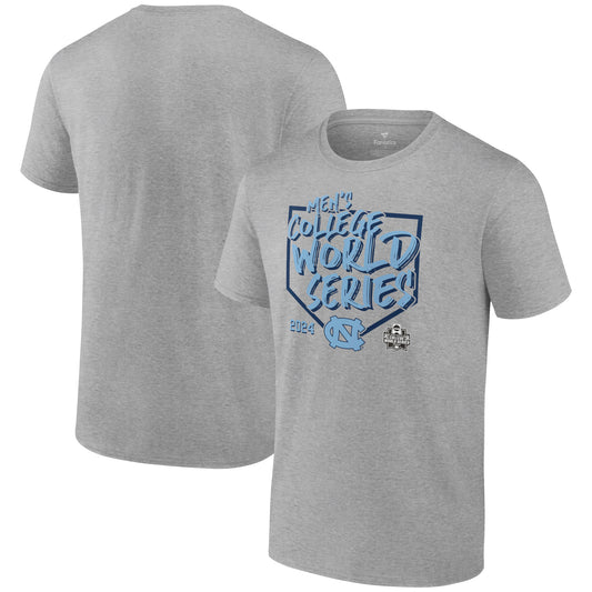 Men's Heather Gray North Carolina Tar Heels 2024 NCAA Men's Baseball College World Series Swing Away T-Shirt