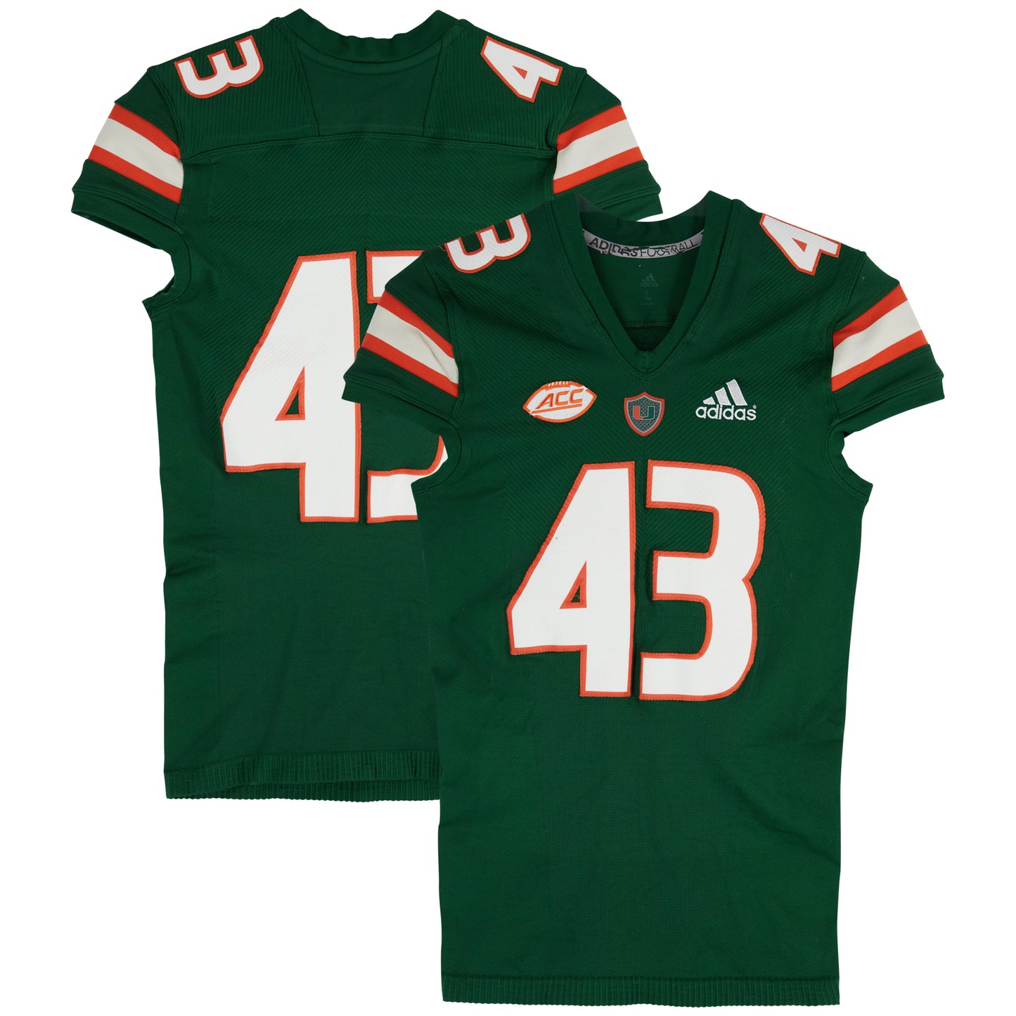 Miami Hurricanes Team-Issued adidas #43 Green Jersey from the Football Program - Size L