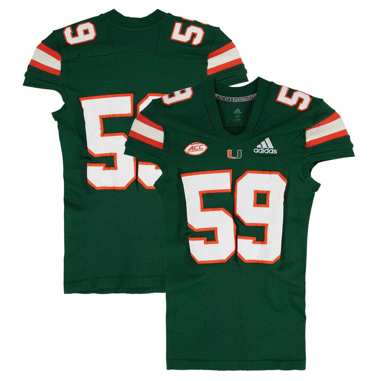 Miami Hurricanes Team-Issued adidas #59 Green Jersey from the Football Program - Size M