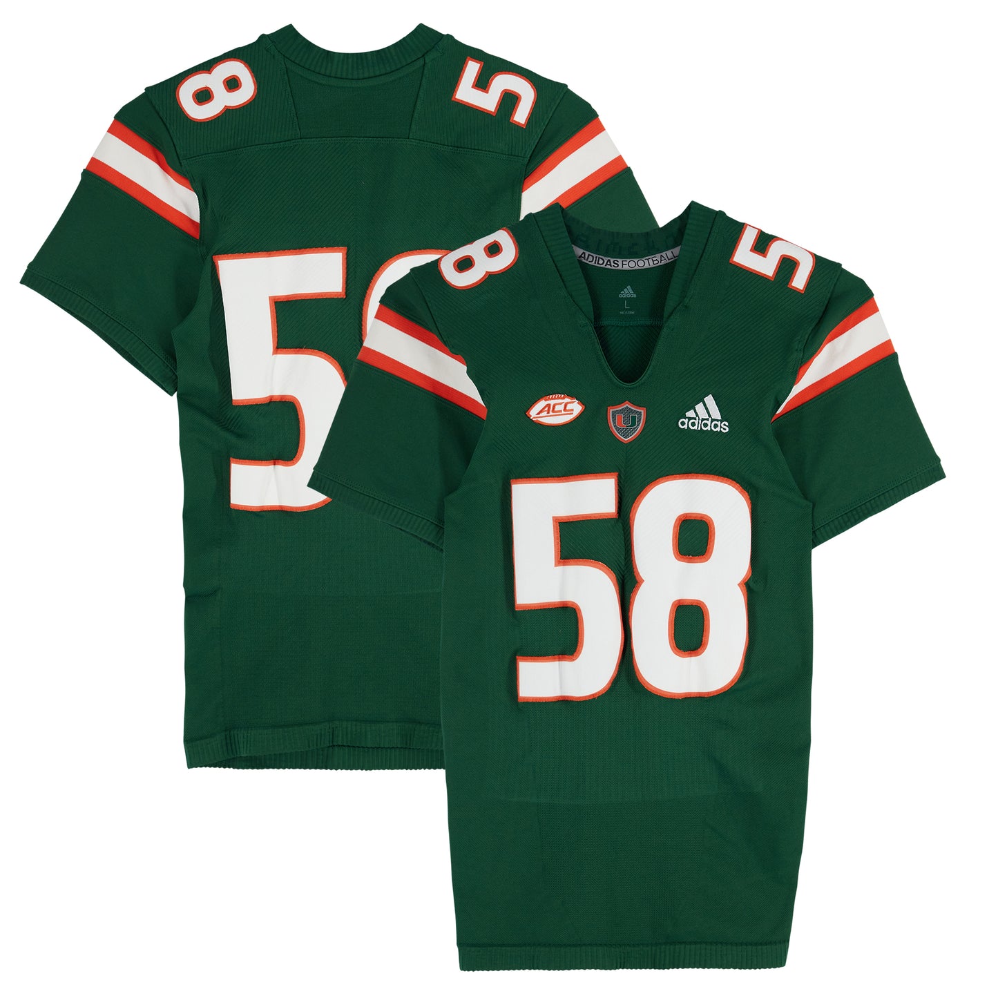 Miami Hurricanes Team-Issued adidas #58 Green Jersey from the Football Program - Size L