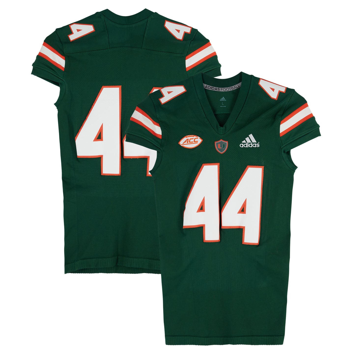 Miami Hurricanes Team-Issued adidas #44 Green Jersey from the Football Program - Size L