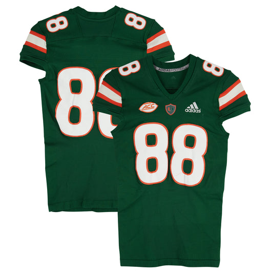 Miami Hurricanes Team-Issued adidas #88 Green Jersey from the Football Program - Size L