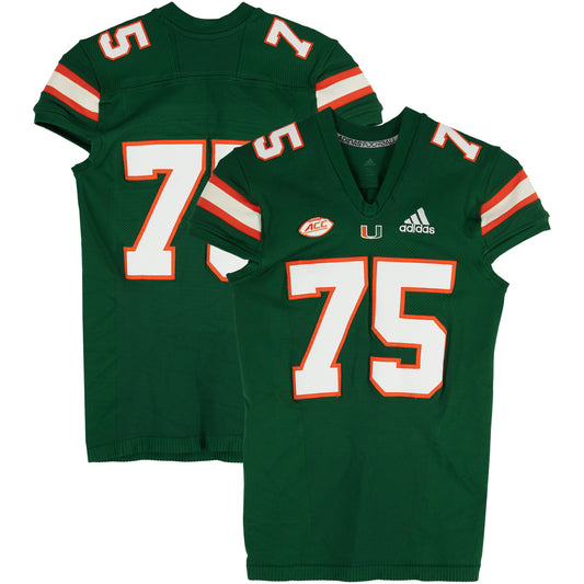 Miami Hurricanes Team-Issued adidas #75 Green Jersey from the Football Program - Size XL