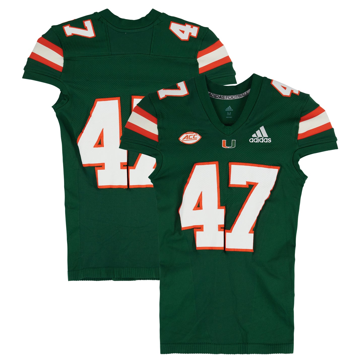 Miami Hurricanes Team-Issued adidas #47 Green Jersey from the Football Program - Size M