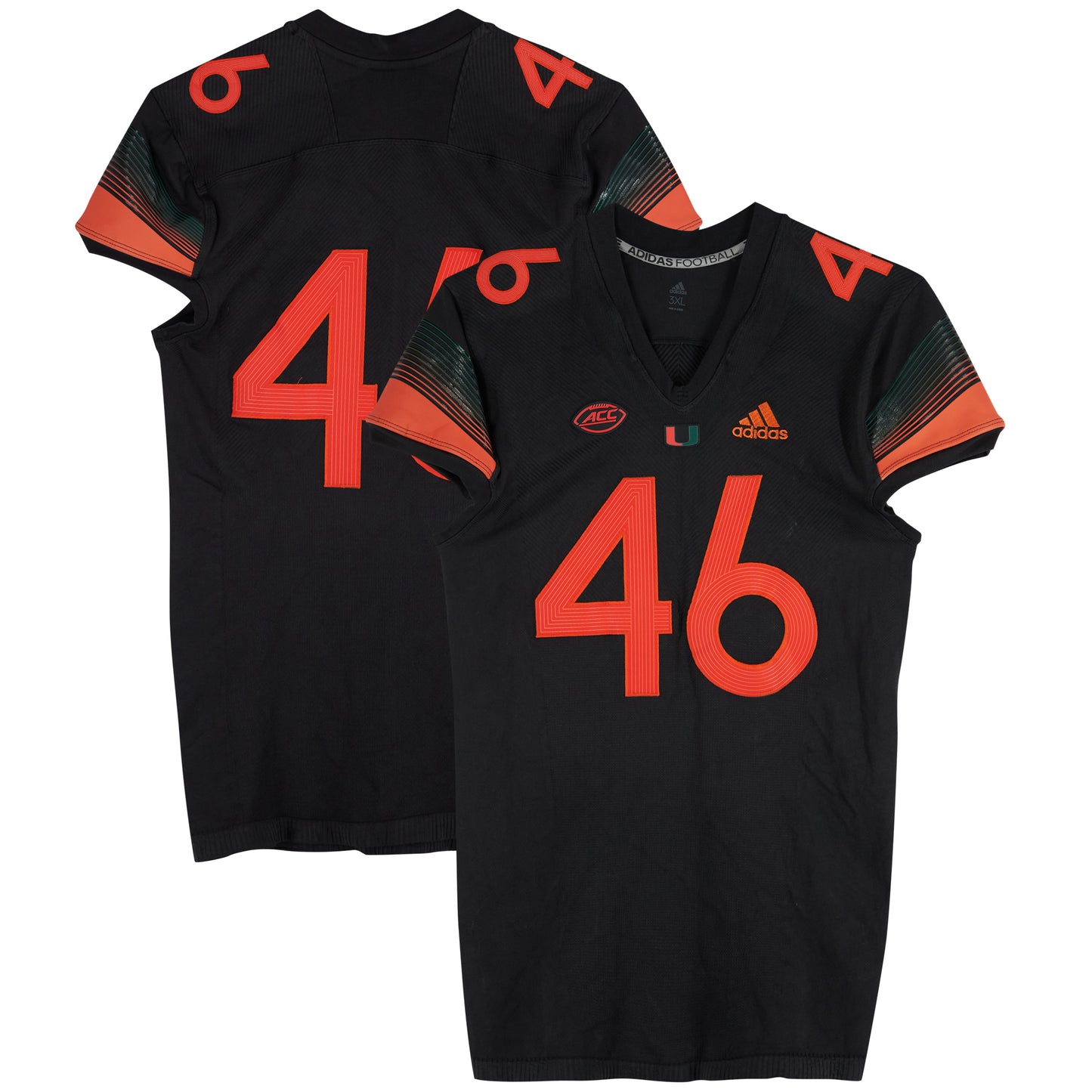 Miami Hurricanes Team-Issued adidas #46 Black Jersey from the 2020-21 NCAA Football Seasons - Size 3XL