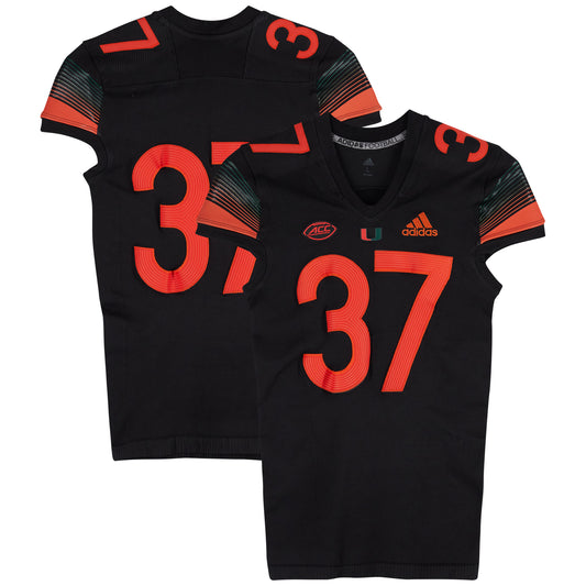 Miami Hurricanes Team-Issued adidas #37 Black Jersey from the 2020-21 NCAA Football Seasons - Size L