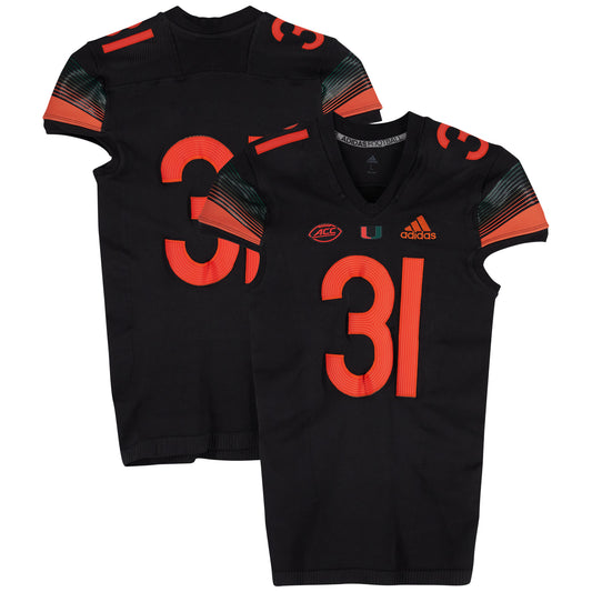 Miami Hurricanes Team-Issued adidas #31 Black Jersey from the 2020-21 NCAA Football Seasons - Size L