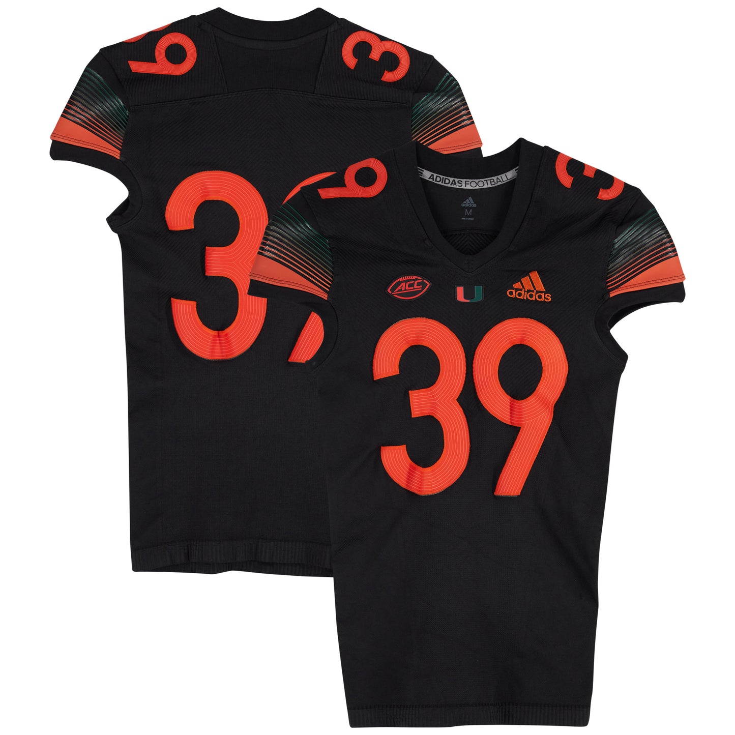 Miami Hurricanes Team-Issued adidas #39 Black Jersey from the 2020-21 NCAA Football Seasons - Size M