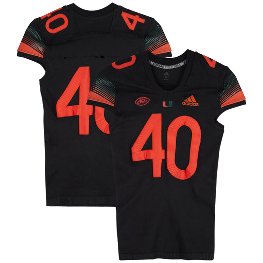 Miami Hurricanes Team-Issued adidas #40 Black Jersey from the 2020-21 NCAA Football Seasons - Size M