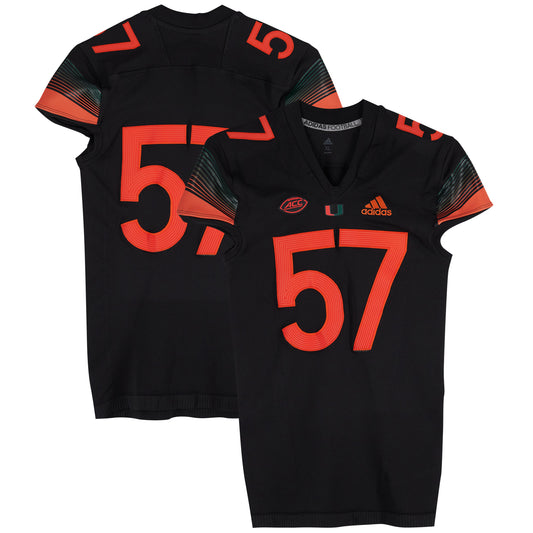 Miami Hurricanes Team-Issued adidas #57 Black Jersey from the 2020-21 NCAA Football Seasons - Size XL