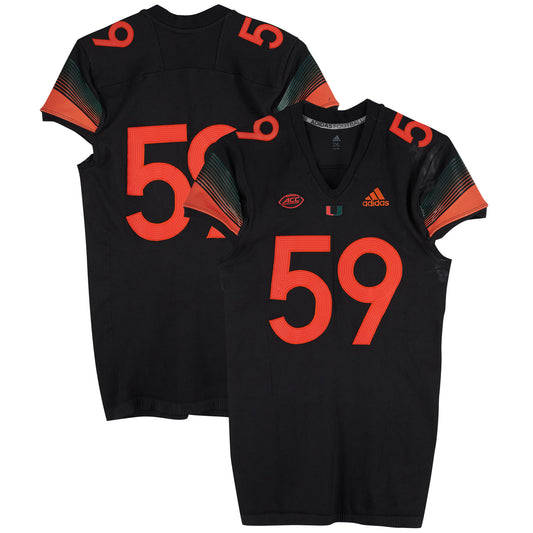 Miami Hurricanes Team-Issued adidas #59 Black Jersey from the 2020-21 NCAA Football Seasons - Size 2XL