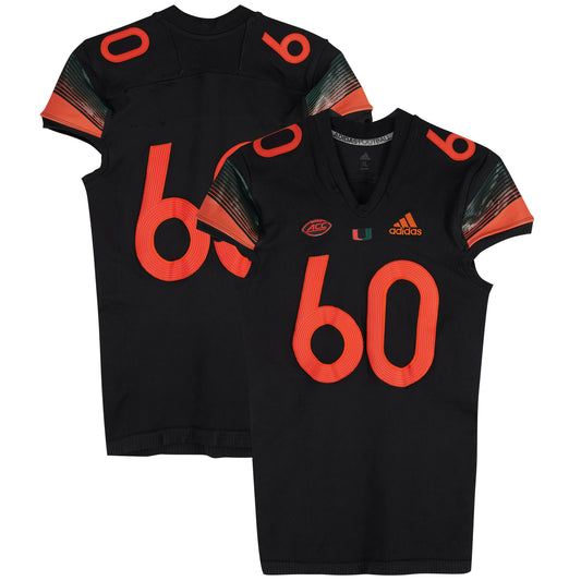 Miami Hurricanes Team-Issued adidas #60 Black Jersey from the 2020-21 NCAA Football Seasons - Size XL