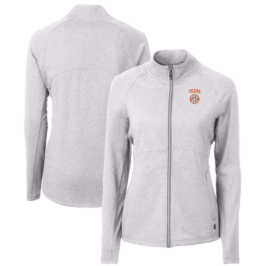 Women's Cutter & Buck  Heather Gray Texas Longhorns SEC Adapt Eco Knit Heather Recycled Full-Zip Jacket