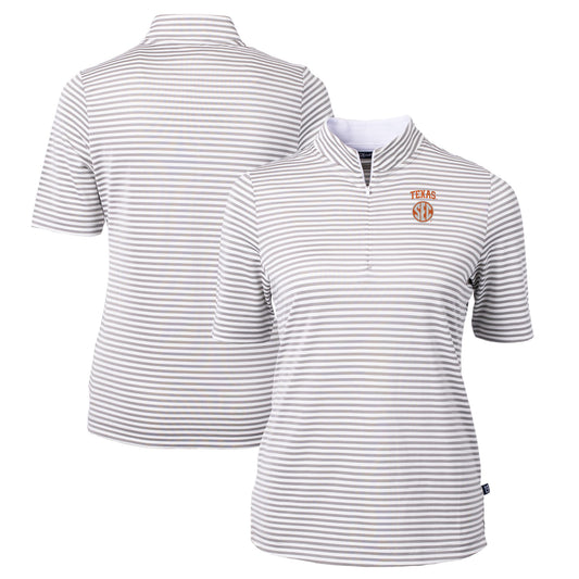 Women's Cutter & Buck  Gray Texas Longhorns SEC DryTec Virtue Eco Pique Stripe Recycled Top