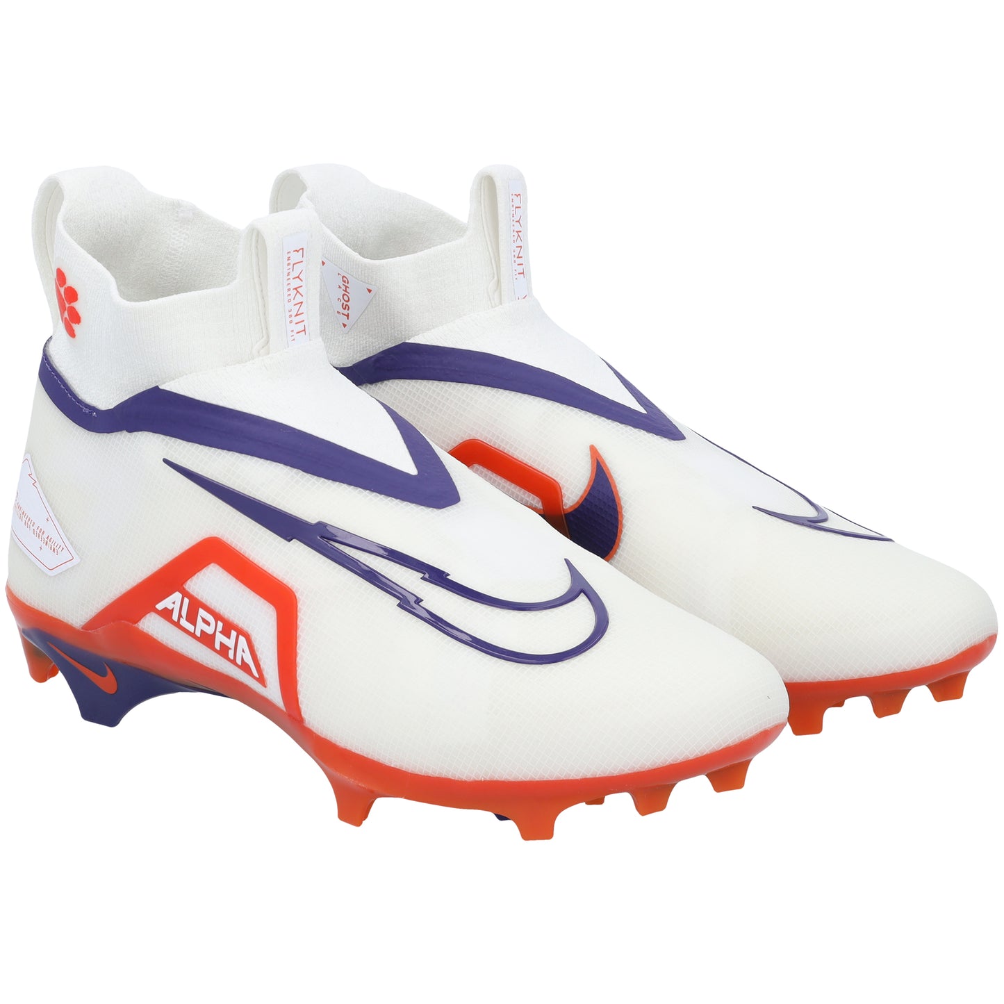 Clemson Tigers Team-Issued White Alpha Elite 3 Nike Cleats from the Football Program