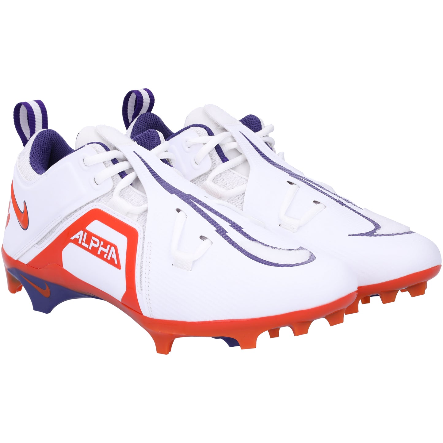 Clemson Tigers Team-Issued White Alpha Pro 3 Low Nike Cleats from the Football Program