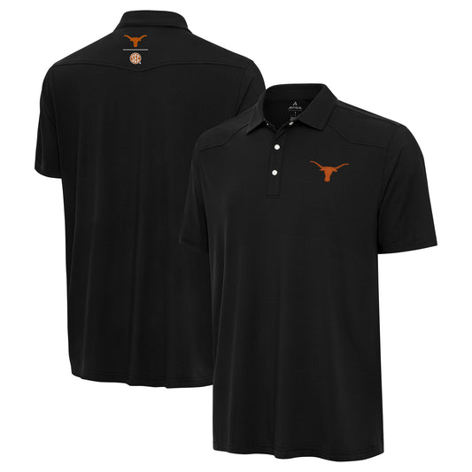 Men's Antigua Black Texas Longhorns SEC Western Polo