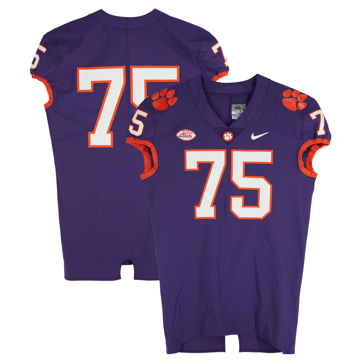 Clemson Tigers Team-Issued Nike #75 Purple Jersey from the Football Program - Size 46+4