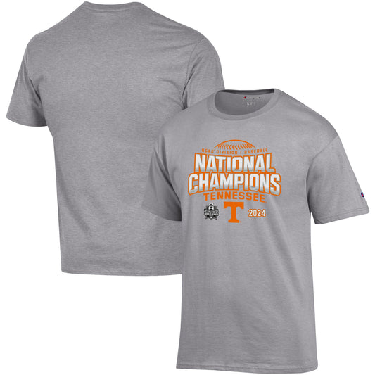 Men's Champion Gray Tennessee Volunteers 2024 NCAA Men's Baseball College World Series Champions T-Shirt