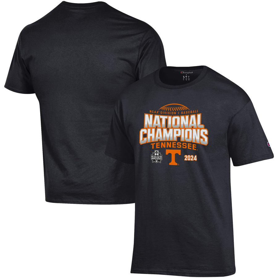 Men's Champion Black Tennessee Volunteers 2024 NCAA Men's Baseball College World Series Champions T-Shirt