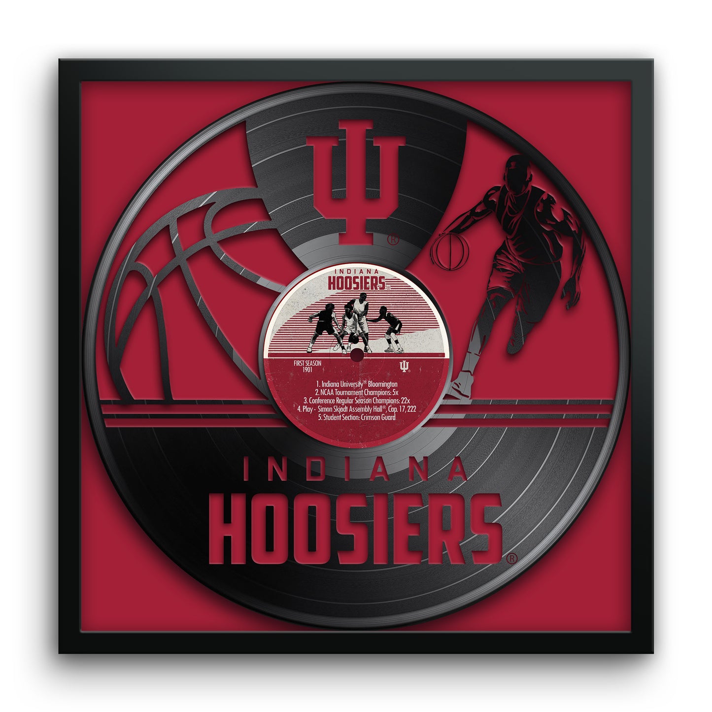 Indiana Hoosiers Framed 13" x 13" Vinyl Record Art Print