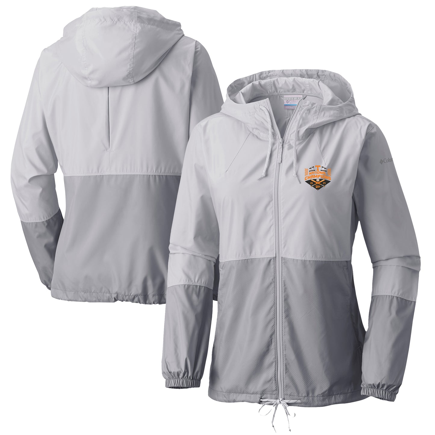 Women's Columbia Gray Tennessee Volunteers 2024 NCAA Men’s Baseball College World Series Champions Flash Forward Full-Zip Windbreaker Jacket