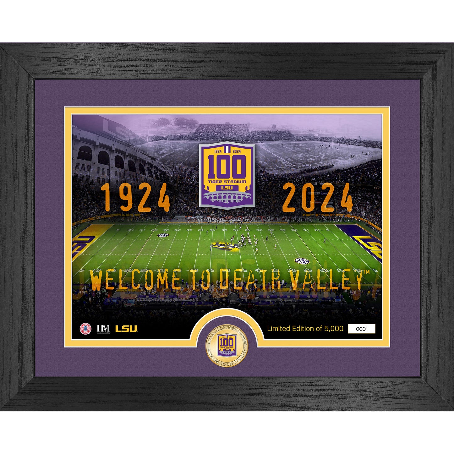 Highland Mint LSU Tigers Tiger Stadium 100th Anniversary 13" x 16" Bronze Coin Photo Mint