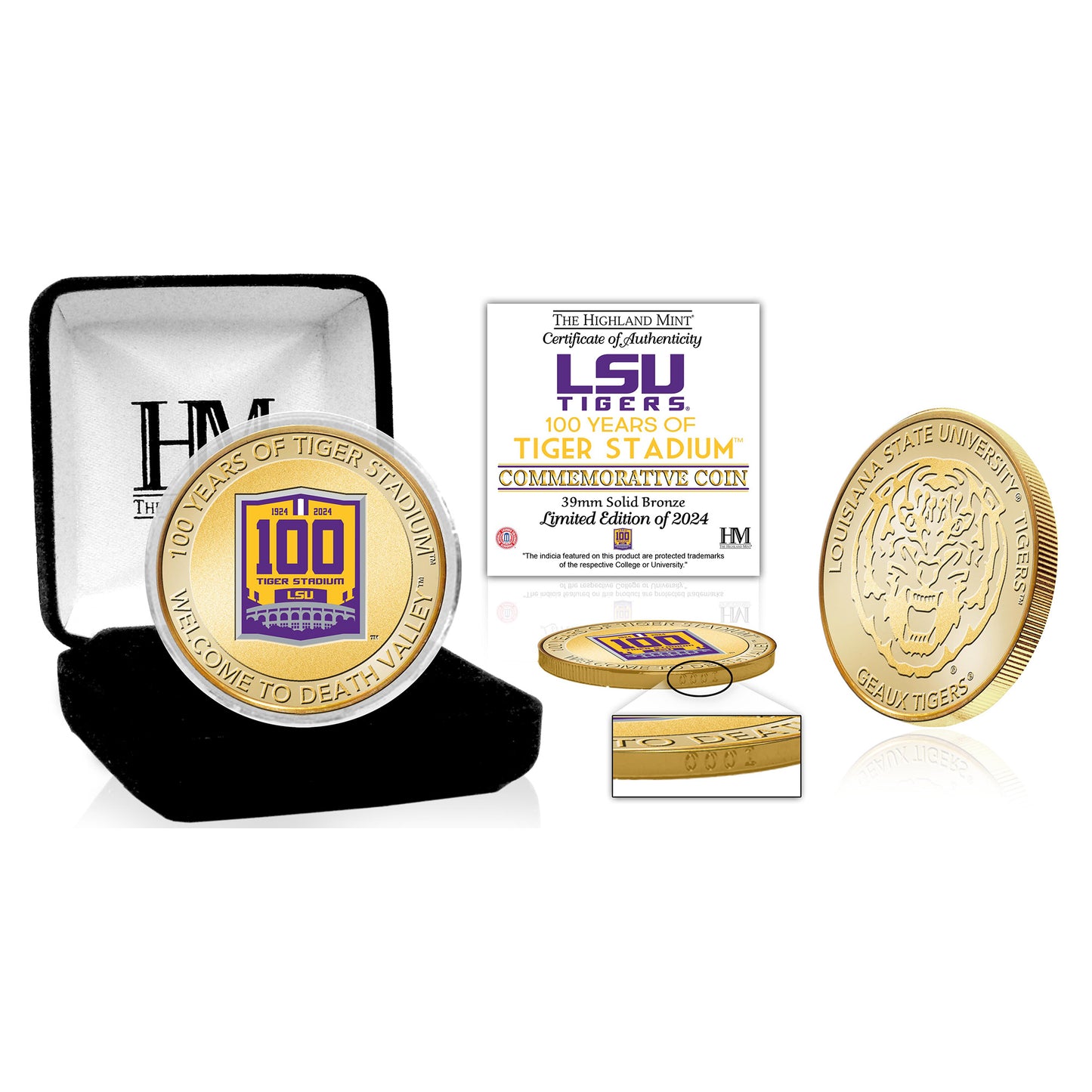 Highland Mint LSU Tigers Tiger Stadium 100th Anniversary 39mm Bronze Coin